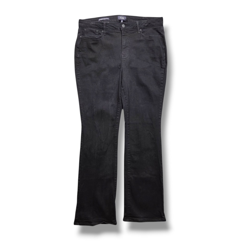 NYDJ Barbara Bootcut Jeans Womens 14 Black Lift Tuck High Rise Denim